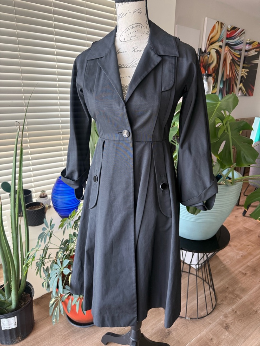 Vintage Women’s Black Gucci Trench Coat Jacket XS Size 38/2